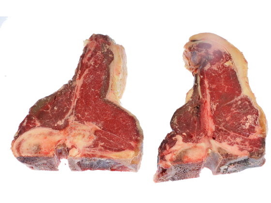 Alte Kuh, Dark red old cow - T-Bone Steak aus Galizien