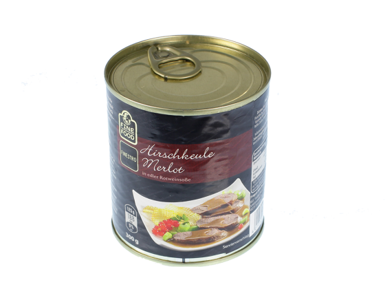 Hirschbraten Merlot, Hirschbratenscheiben in Rotweinsauce